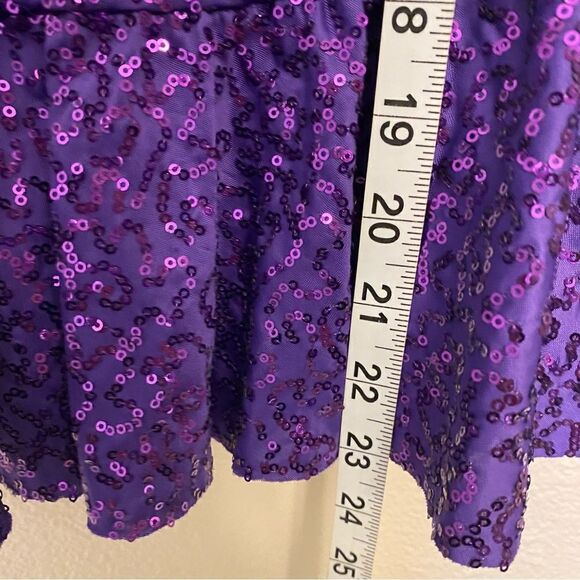 WEISSMAN Balera Dance Costume purple sequin tank peplum SQ7328 TOP Adult MA - Picture 4 of 11